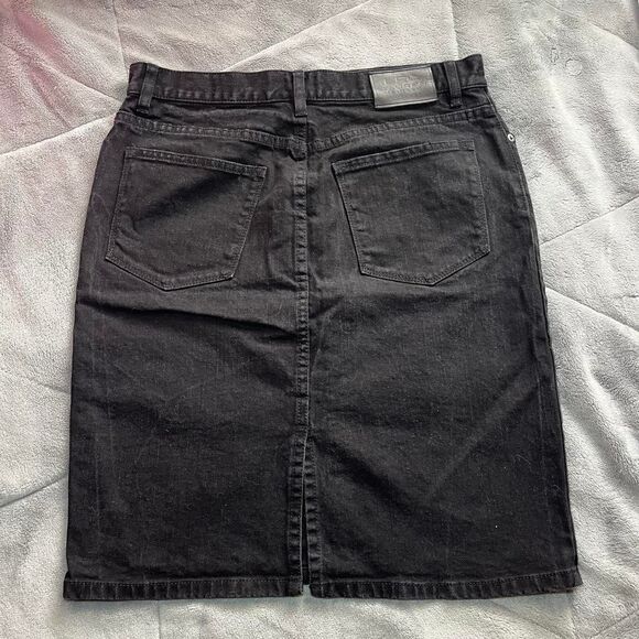 Vintage Y2K Lauren Ralph Lauren LRL Black Denim Midi A-Line Skirt Size 8 - Picture 3 of 8